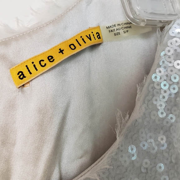 alice + olivia ivory white sequined ruffled dress - Picture 8 of 8